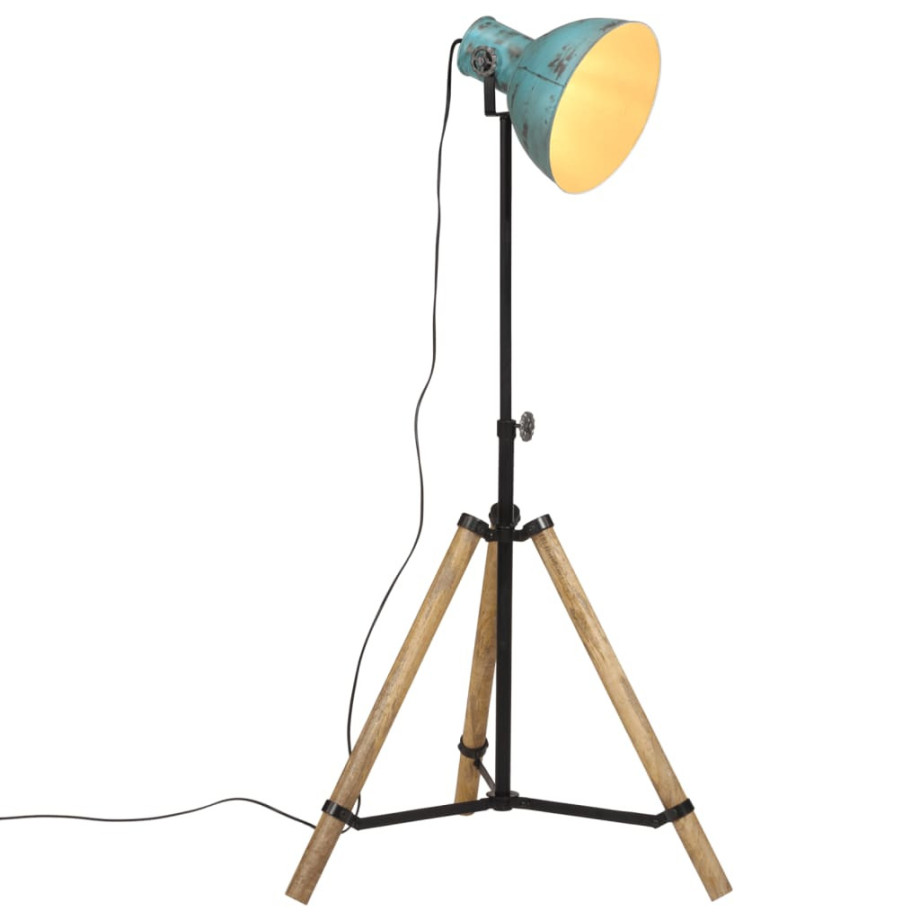 vidaXL Vloerlamp 25 W E27 75x75x90-150 cm verweerd blauw afbeelding 1