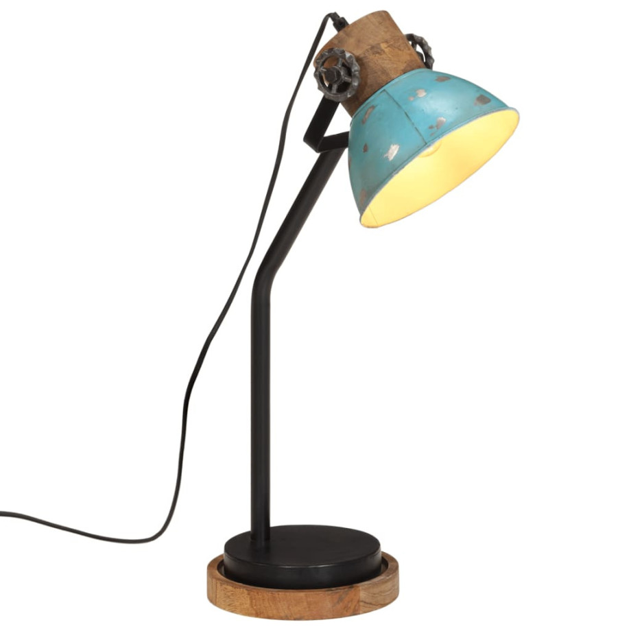 vidaXL Bureaulamp 25 W E27 18x18x60 cm verweerd blauw afbeelding 1