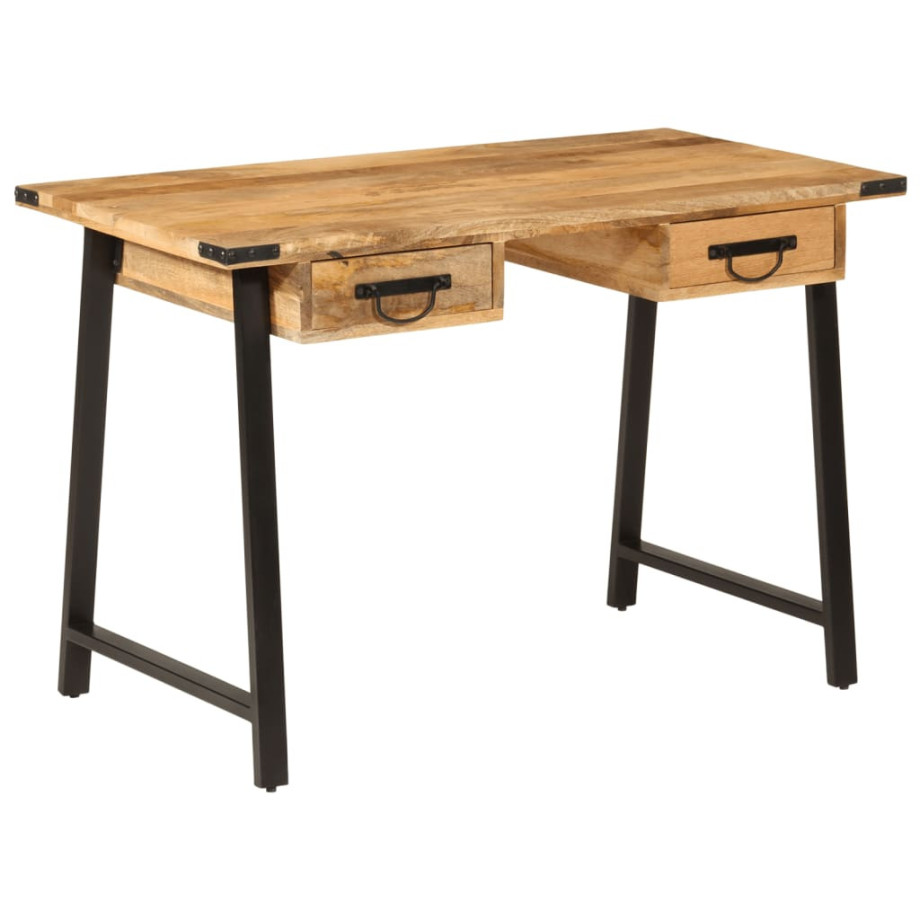 vidaXL Bureau met lades 105x55x70 cm massief mangohout en ijzer afbeelding 1