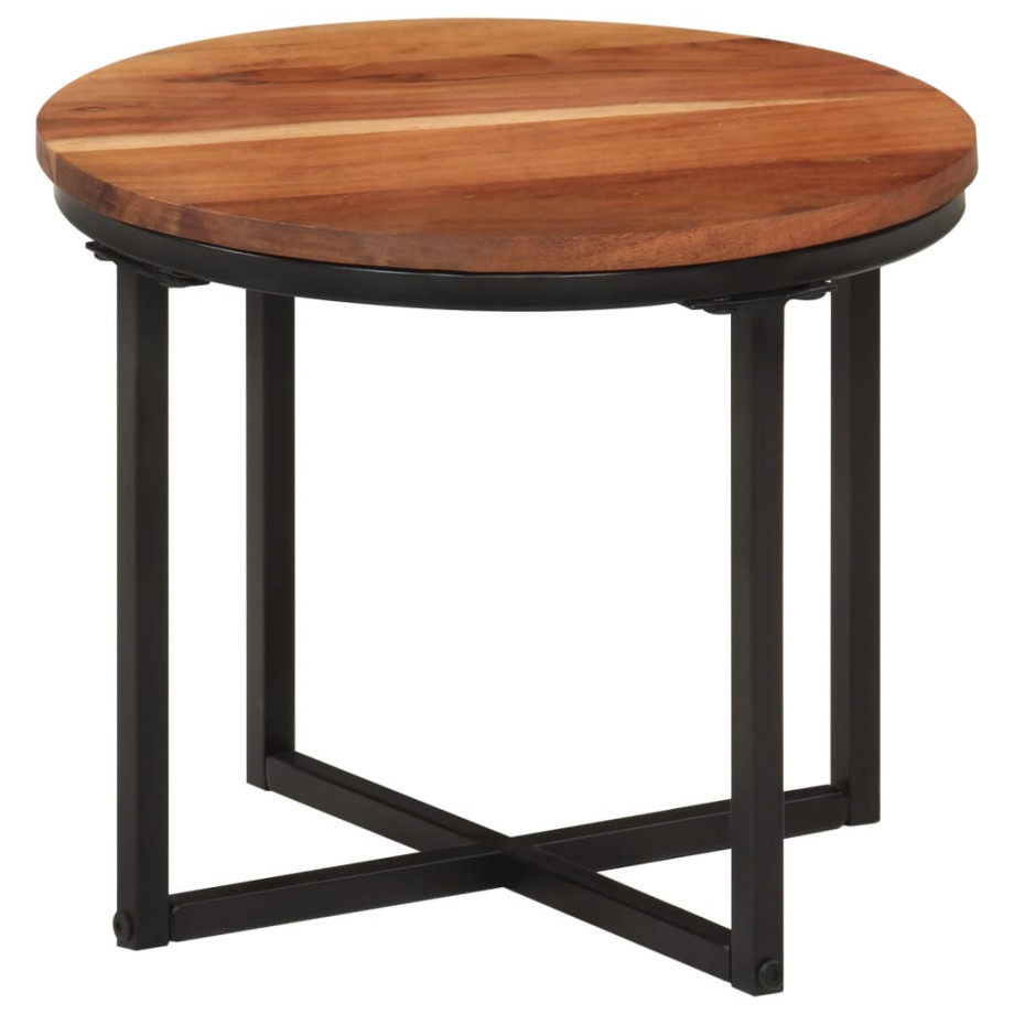 vidaXL Salontafel 35x35x30 cm massief acaciahout en ijzer afbeelding 1