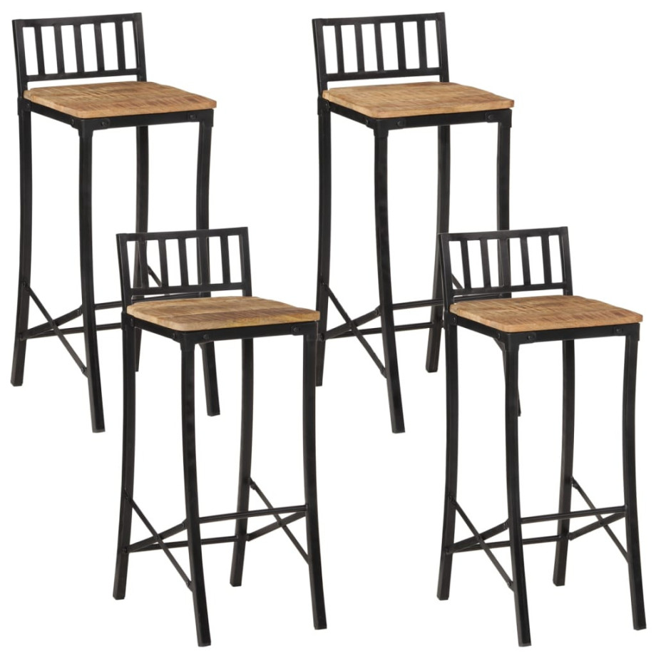 vidaXL Barstoelen 4 st massief ruw mangohout afbeelding 1