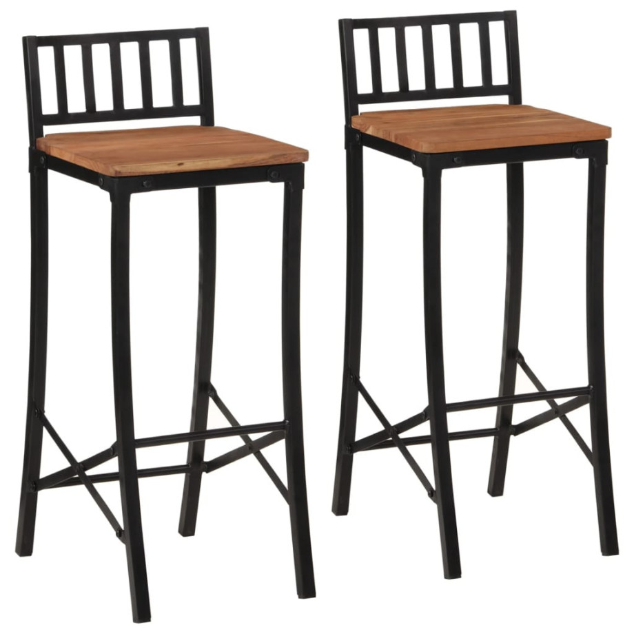 vidaXL Barstoelen 2 st massief acaciahout afbeelding 1