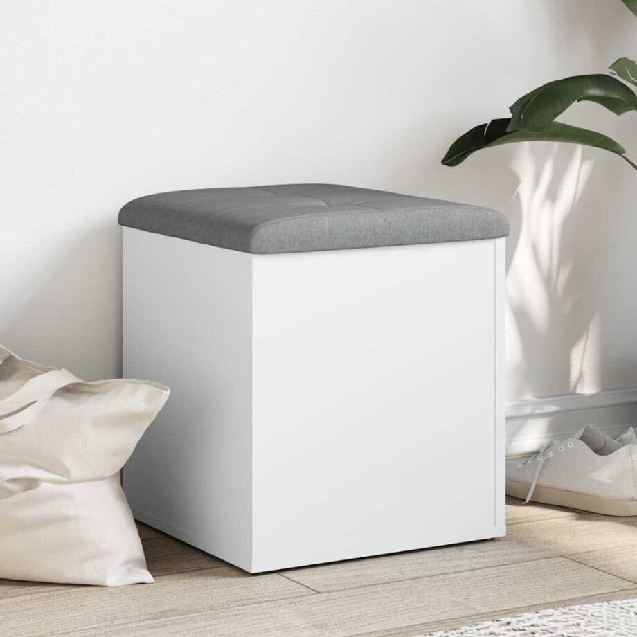 vidaXL Opbergbank Wit 42x42x45 cm Bewerkt Hout afbeelding 1