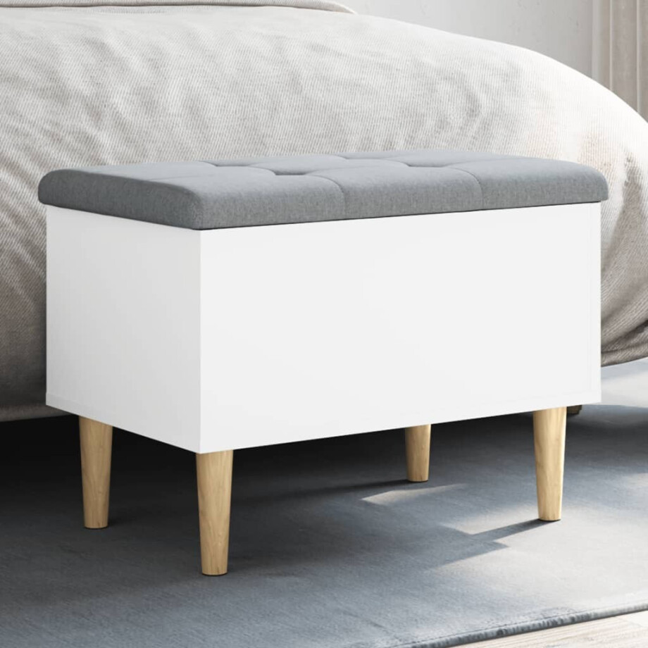 vidaXL Opbergbankje 62x42x46 cm bewerkt hout wit afbeelding 1