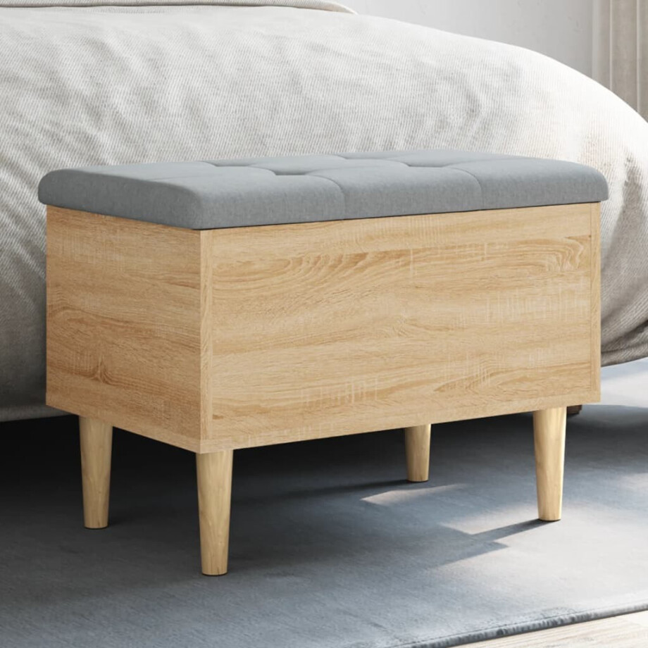 vidaXL Opbergbankje 62x42x46 cm bewerkt hout sonoma eikenkleurig afbeelding 1