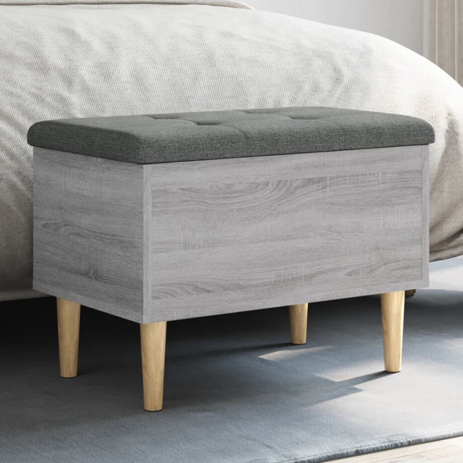 vidaXL Opbergbankje 62x42x46 cm bewerkt hout grijs sonoma eikenkleurig afbeelding 1