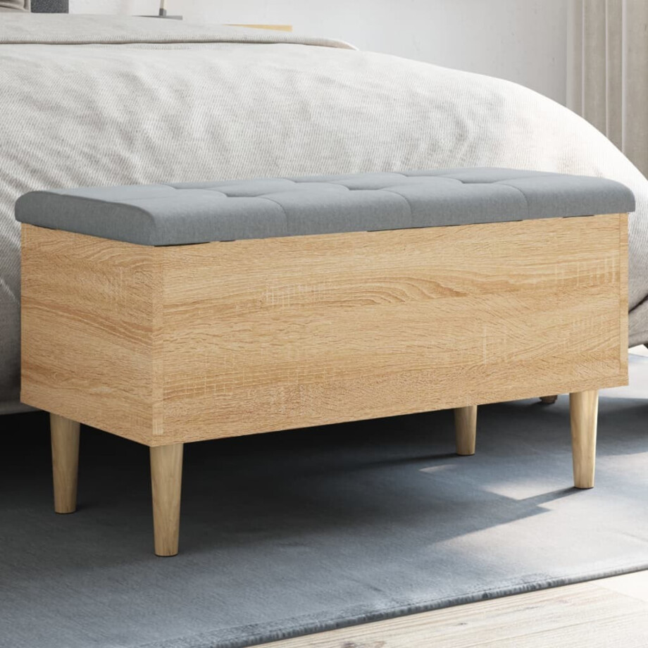 vidaXL Opbergbankje 82x42x46 cm bewerkt hout sonoma eikenkleurig afbeelding 1