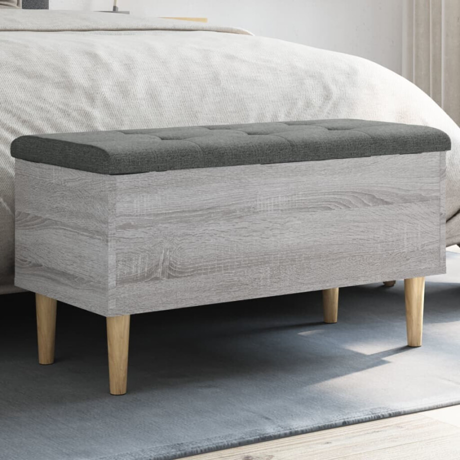 vidaXL Opbergbankje 82x42x46 cm bewerkt hout grijs sonoma eikenkleurig afbeelding 1