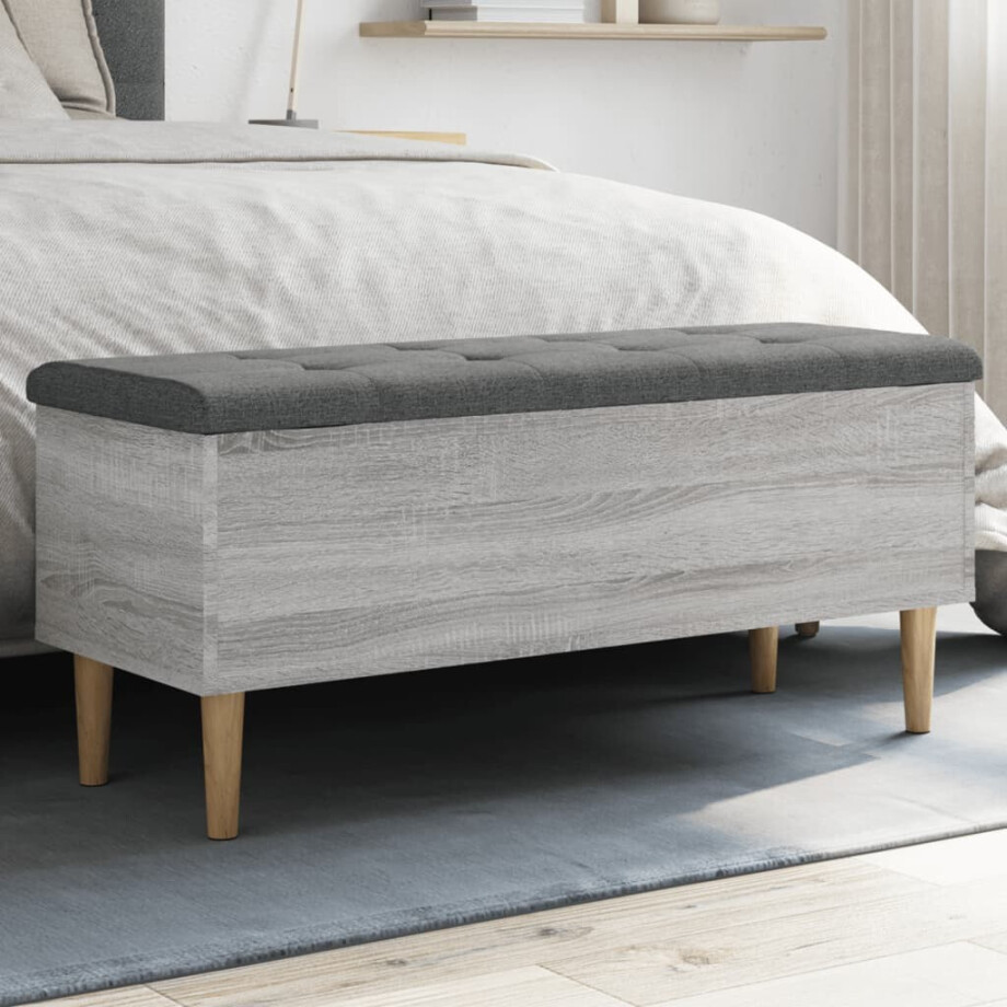 vidaXL Opbergbankje 102x42x46 cm bewerkt hout grijs sonoma eikenkleur vidaXL Opbergbankje 102x42x46 cm bewerkt hout grijs sonoma eikenkleur afbeelding 1