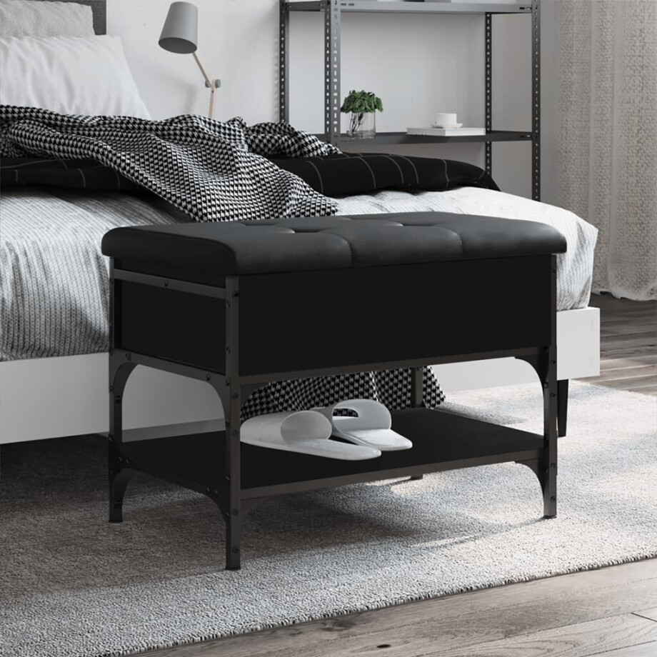 vidaXL Schoenenbank 62x42x45 cm bewerkt hout zwart afbeelding 1