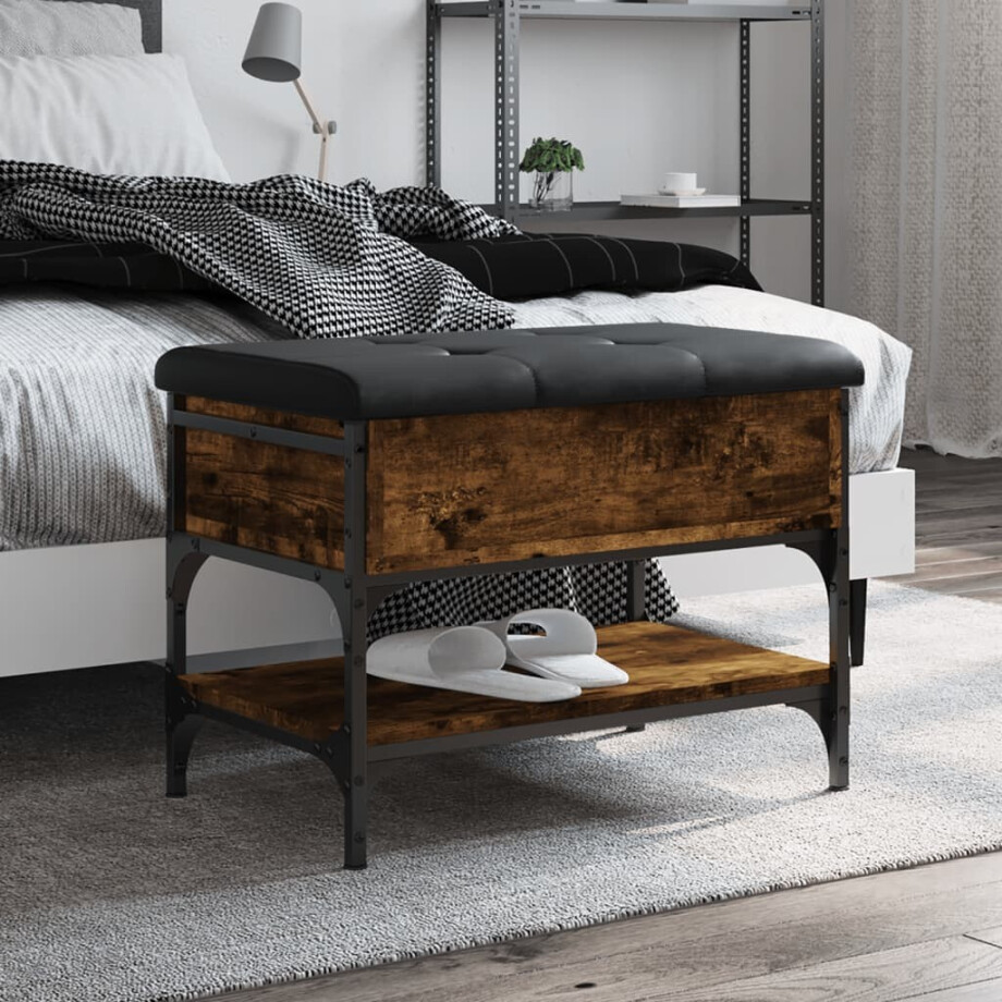 vidaXL Schoenenbank 62x42x45 cm bewerkt hout gerookt eikenkleurig afbeelding 1