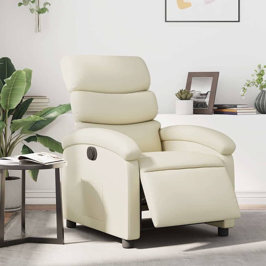 vidaXL Fauteuil elektrisch verstelbaar kunstleer crèmekleurig vidaXL Fauteuil elektrisch verstelbaar kunstleer crèmekleurig afbeelding 1
