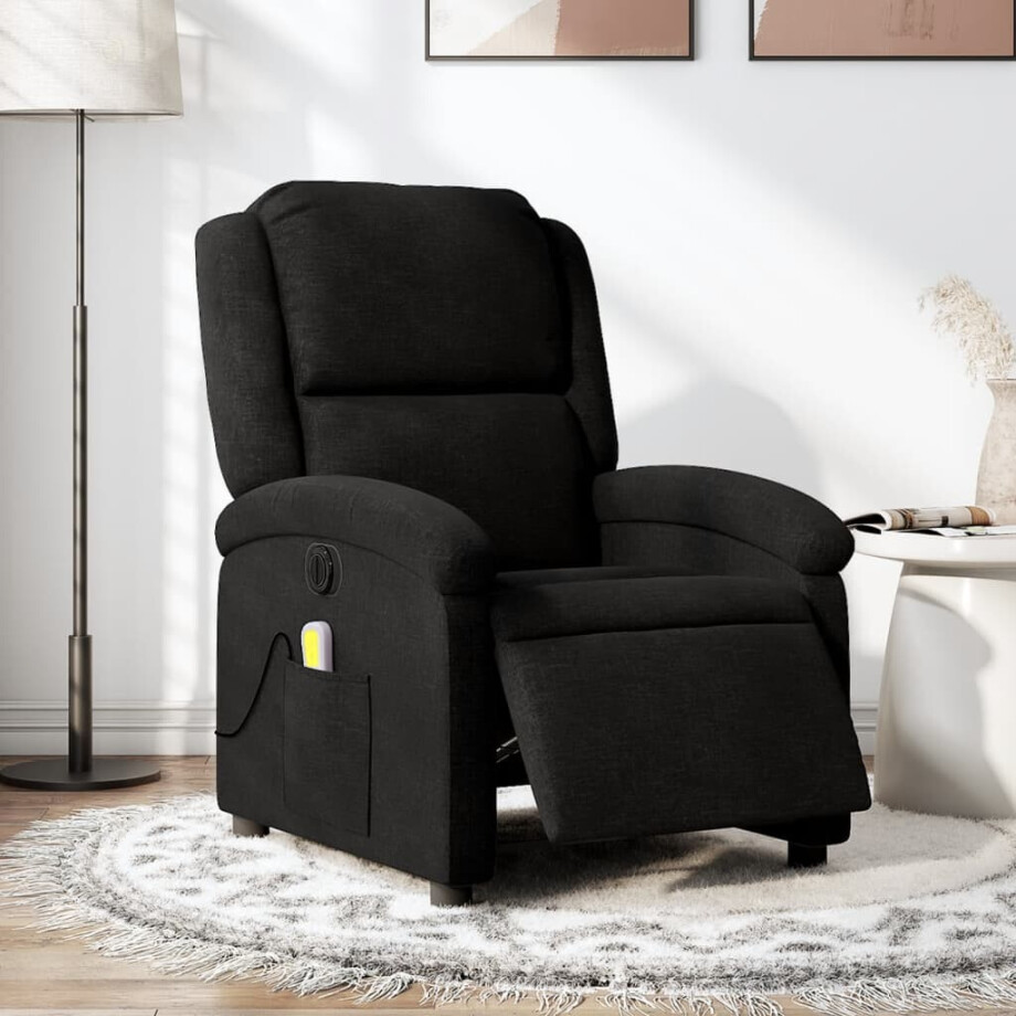 vidaXL Massagestoel elektrisch verstelbaar stof zwart afbeelding 1