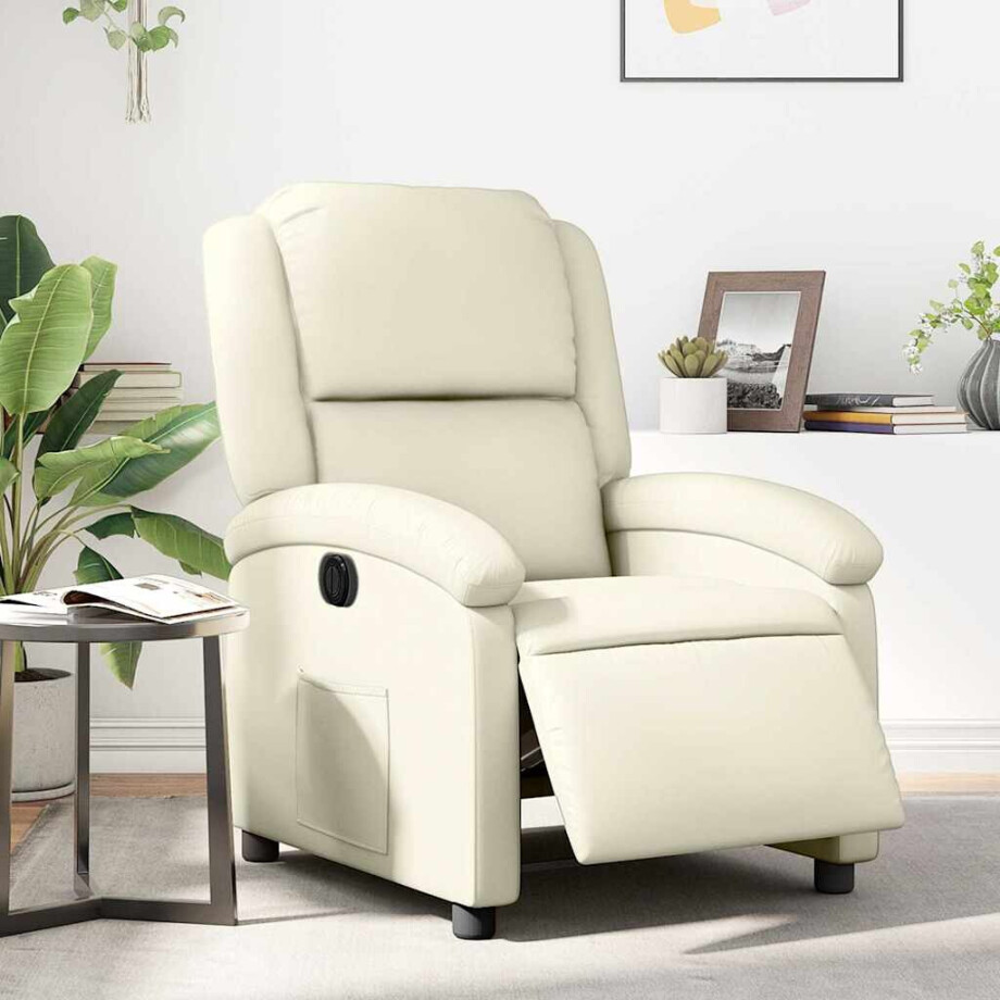 vidaXL Fauteuil elektrisch verstelbaar kunstleer crèmekleurig vidaXL Fauteuil elektrisch verstelbaar kunstleer crèmekleurig afbeelding 1