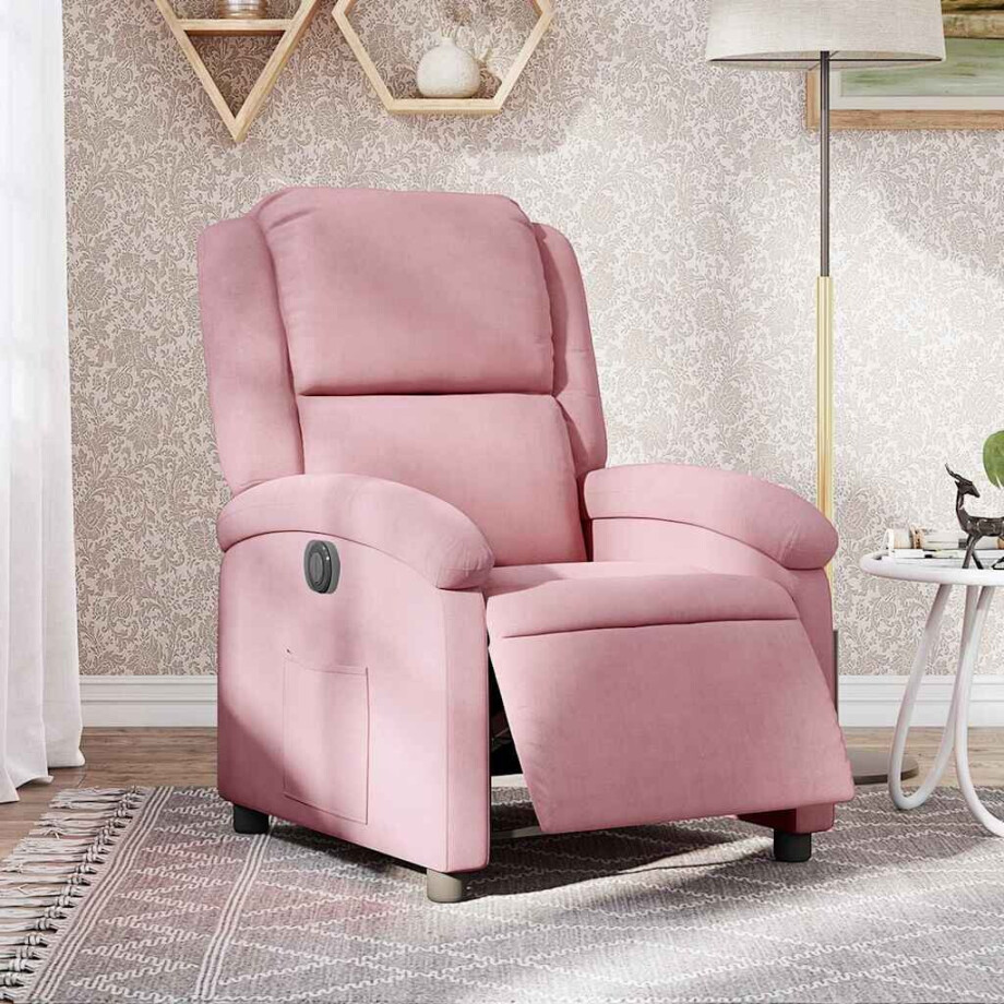 vidaXL Fauteuil elektrisch fluweel roze vidaXL Fauteuil elektrisch fluweel roze afbeelding 1