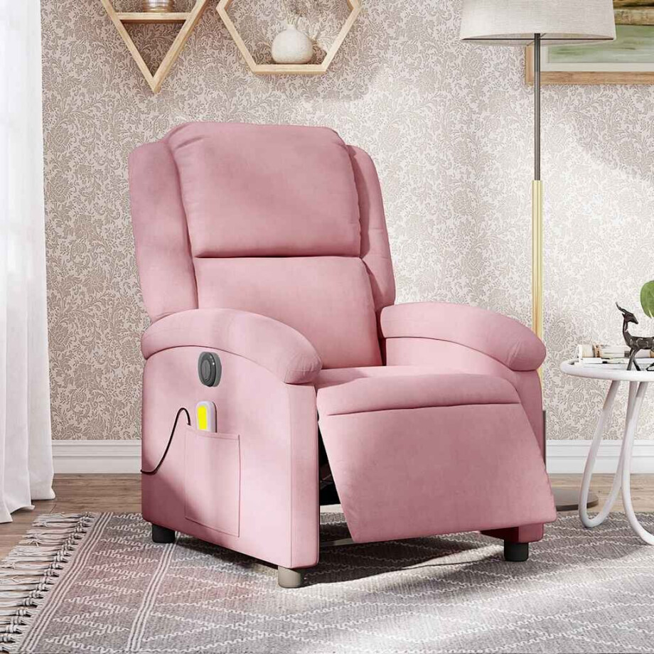 vidaXL Massagestoel elektrisch verstelbaar fluweel roze vidaXL Massagestoel elektrisch verstelbaar fluweel roze afbeelding 1