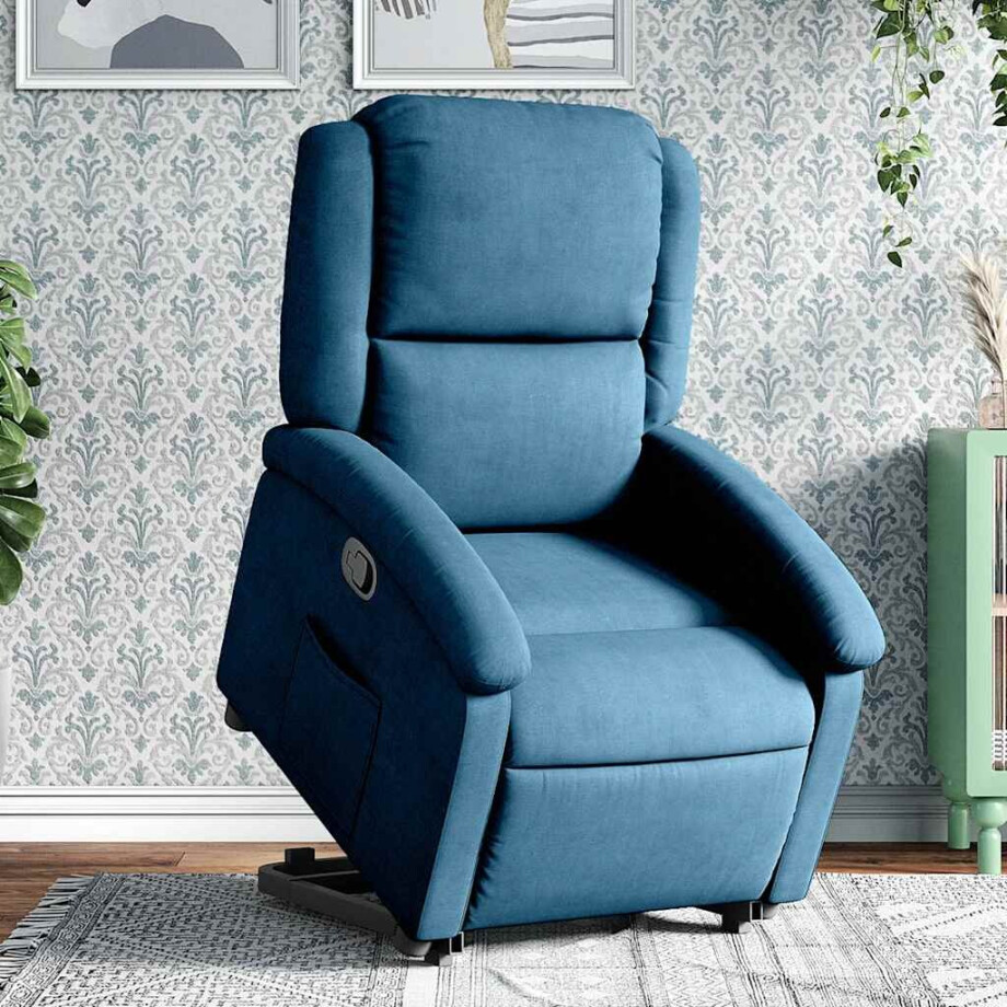 vidaXL Sta-opstoel fluweel blauw afbeelding 1