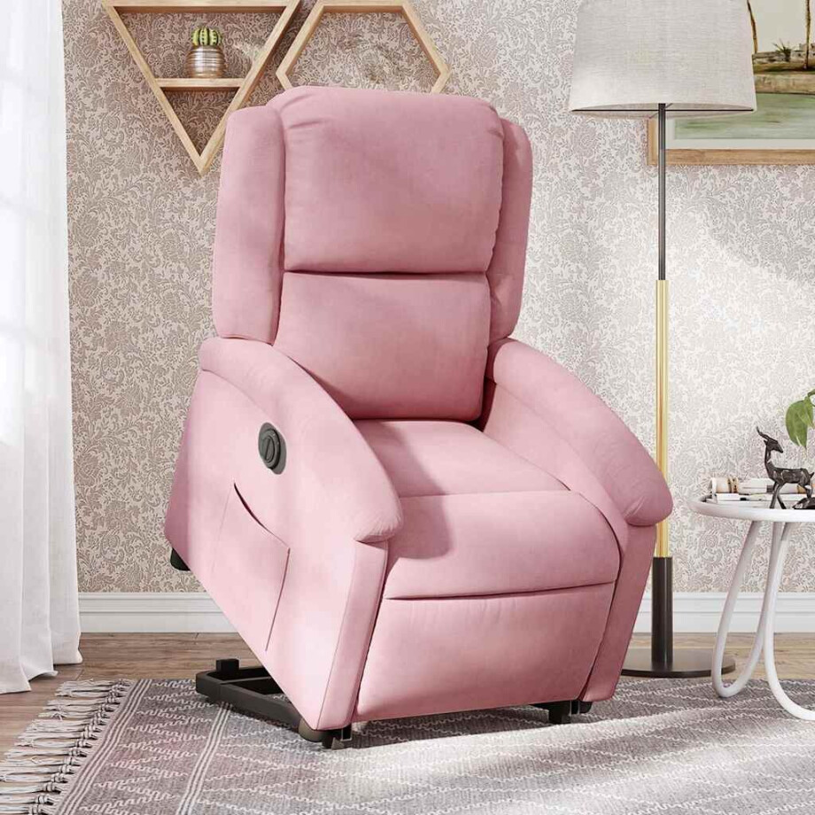 vidaXL Sta-op-stoel elektrisch verstelbaar fluweel roze afbeelding 1