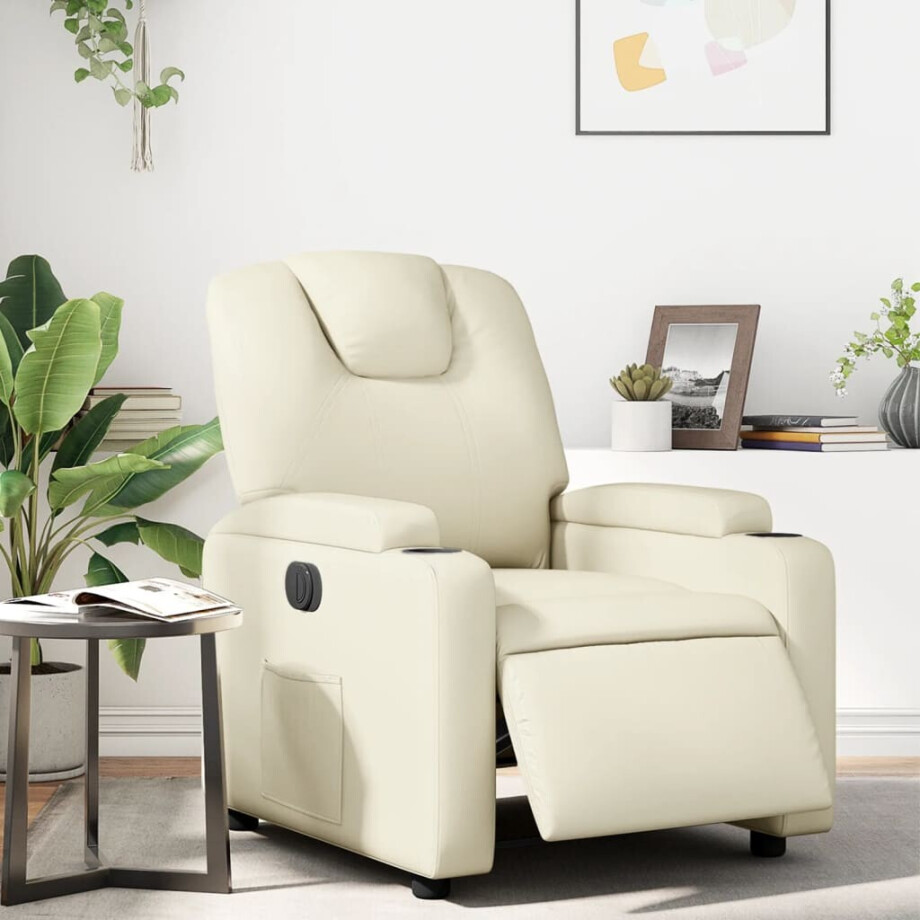 vidaXL Fauteuil elektrisch verstelbaar kunstleer crèmekleurig vidaXL Fauteuil elektrisch verstelbaar kunstleer crèmekleurig afbeelding 1