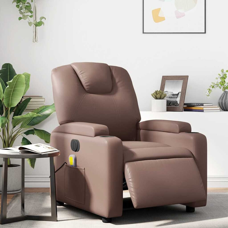 vidaXL Massagestoel verstelbaar elektrisch kunstleer bruin vidaXL Massagestoel verstelbaar elektrisch kunstleer bruin afbeelding 1