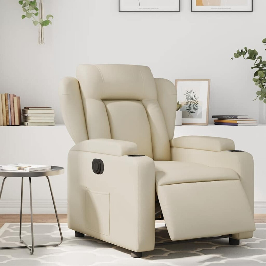 vidaXL Fauteuil elektrisch verstelbaar kunstleer crèmekleurig vidaXL Fauteuil elektrisch verstelbaar kunstleer crèmekleurig afbeelding 1