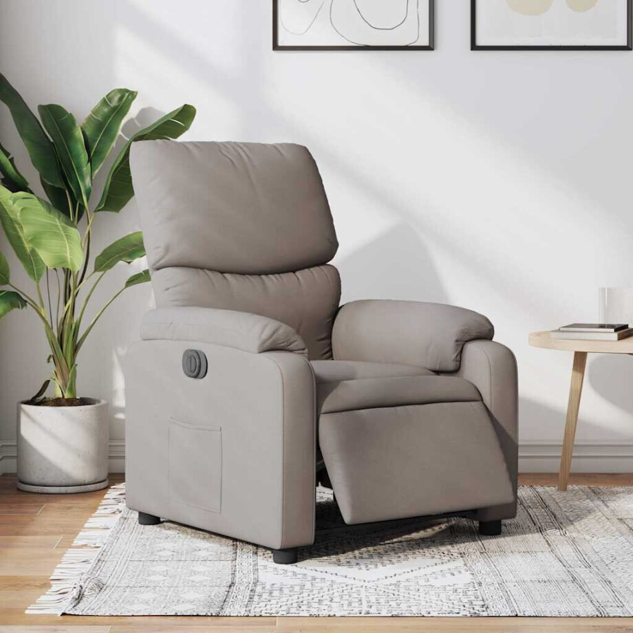 vidaXL Fauteuil verstelbaar elektrisch stof taupe afbeelding 1