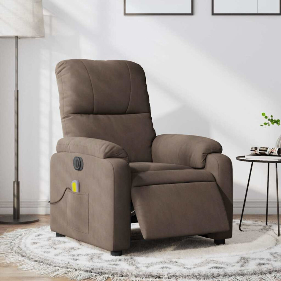 vidaXL Massagestoel elektrisch verstelbaar microvezelstof bruin vidaXL Massagestoel elektrisch verstelbaar microvezelstof bruin afbeelding 1