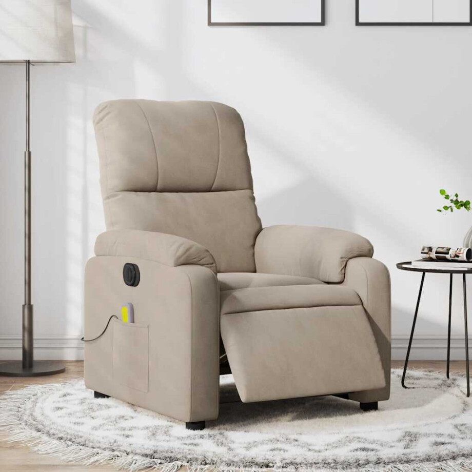 vidaXL Massagestoel elektrisch verstelbaar microvezelstof taupe vidaXL Massagestoel elektrisch verstelbaar microvezelstof taupe afbeelding 1