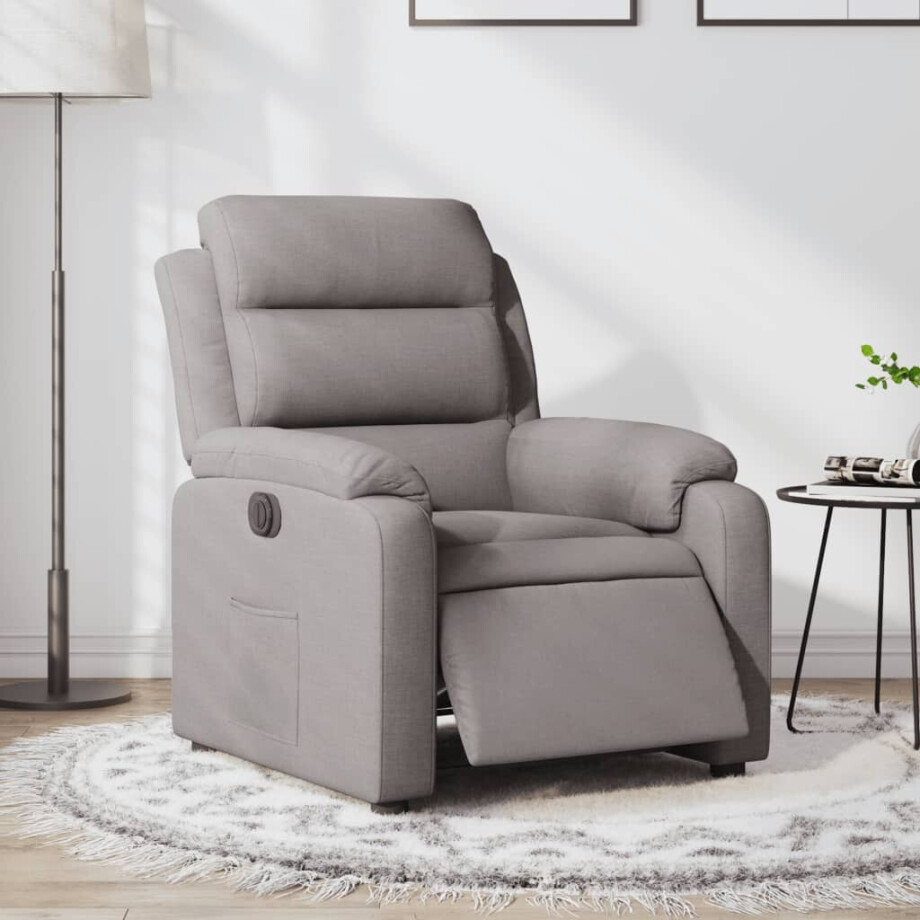 vidaXL Fauteuil verstelbaar elektrisch stof taupe afbeelding 1