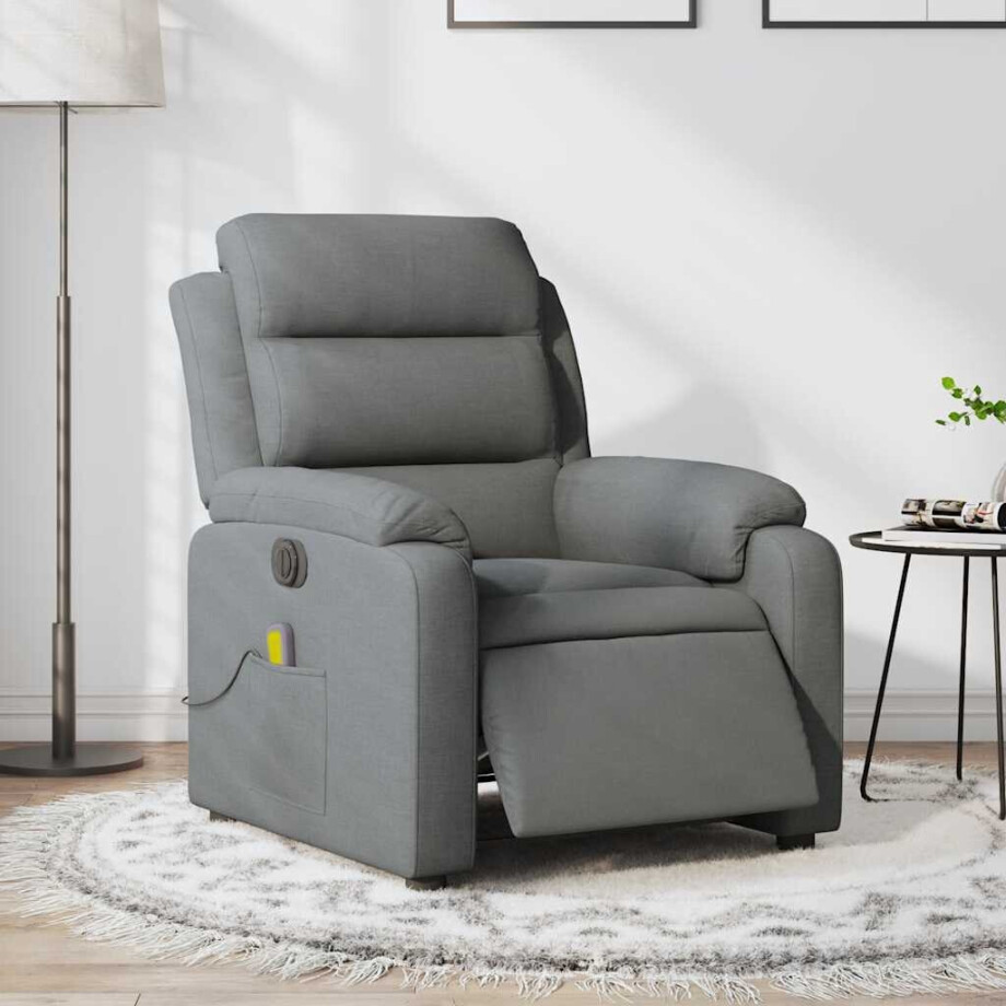 vidaXL Massagestoel elektrisch verstelbaar stof donkergrijs vidaXL Massagestoel elektrisch verstelbaar stof donkergrijs afbeelding 1