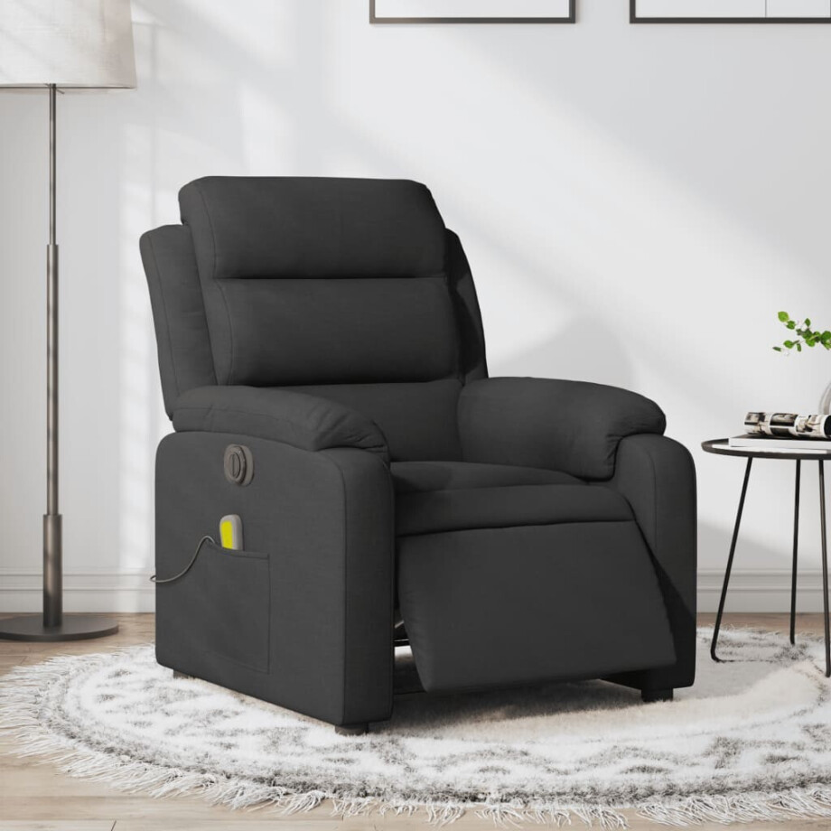 vidaXL Massagestoel elektrisch verstelbaar stof zwart afbeelding 1