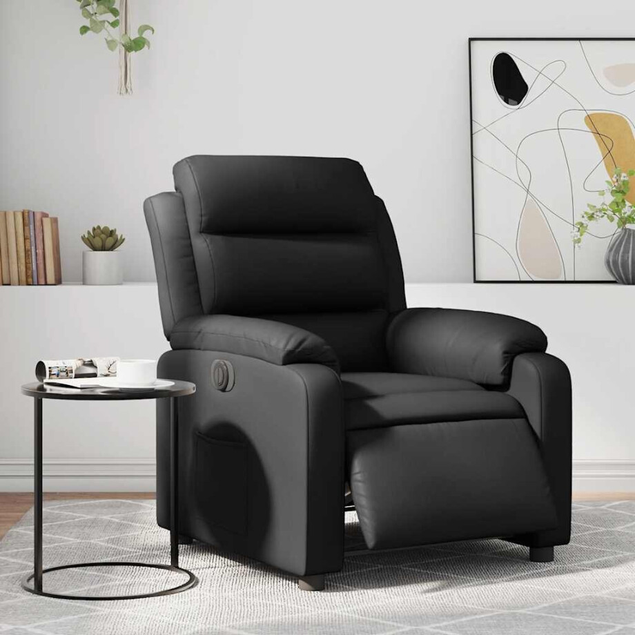 vidaXL Fauteuil elektrisch verstelbaar kunstleer zwart vidaXL Fauteuil elektrisch verstelbaar kunstleer zwart afbeelding 1
