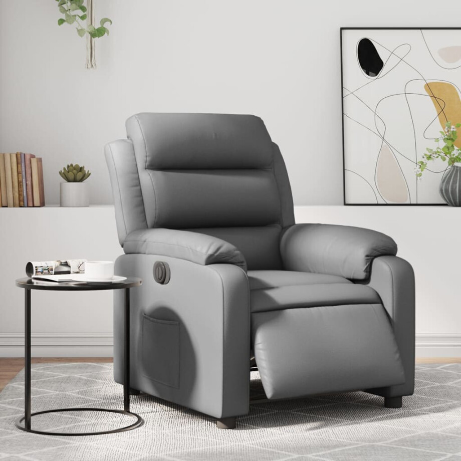 vidaXL Fauteuil verstelbaar elektrisch kunstleer grijs afbeelding 1