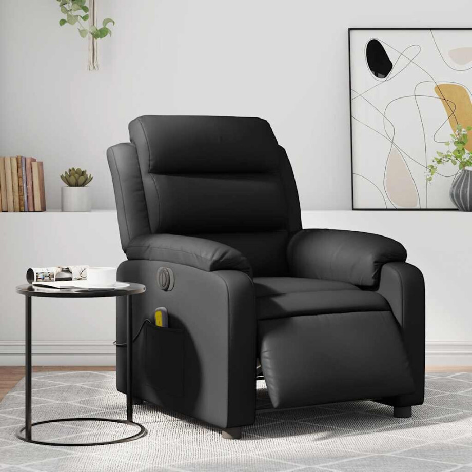 vidaXL Massagestoel verstelbaar elektrisch kunstleer zwart afbeelding 1