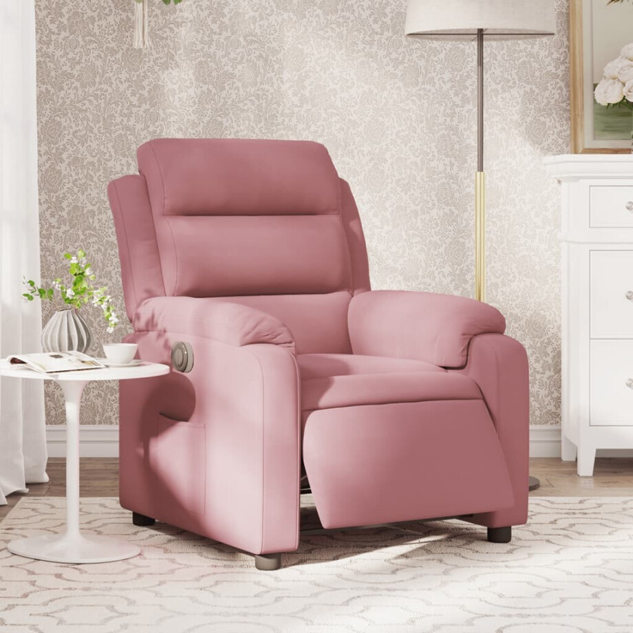 vidaXL Fauteuil elektrisch fluweel roze vidaXL Fauteuil elektrisch fluweel roze afbeelding 1