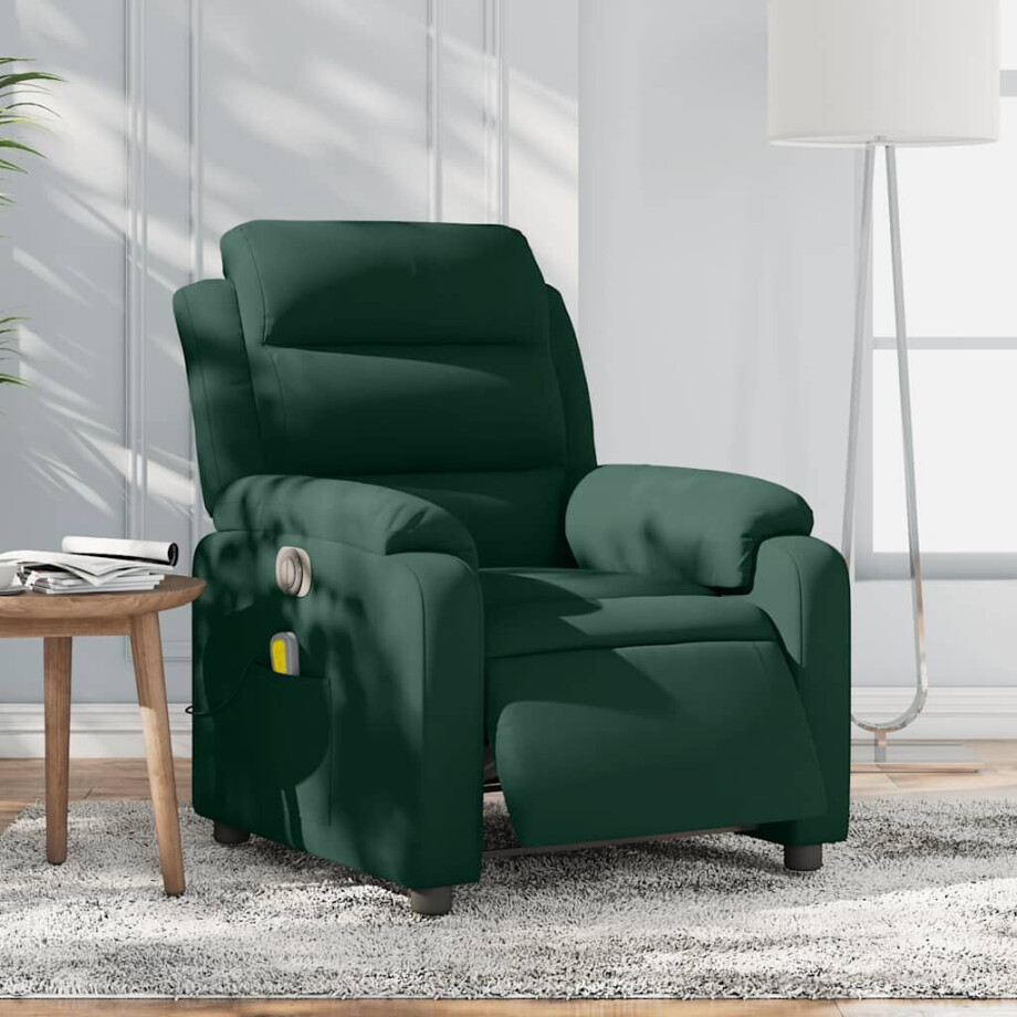 vidaXL Massagestoel elektrisch verstelbaar fluweel donkergroen vidaXL Massagestoel elektrisch verstelbaar fluweel donkergroen afbeelding 1