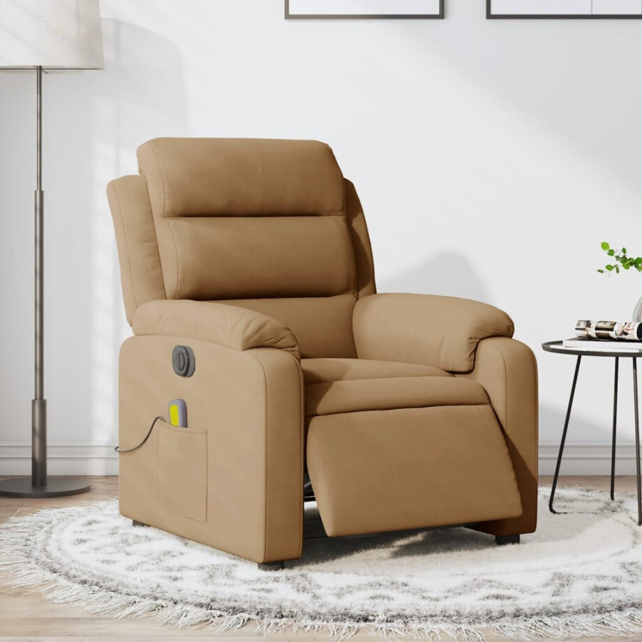 vidaXL Massagestoel elektrisch verstelbaar fluweel bruin afbeelding 1