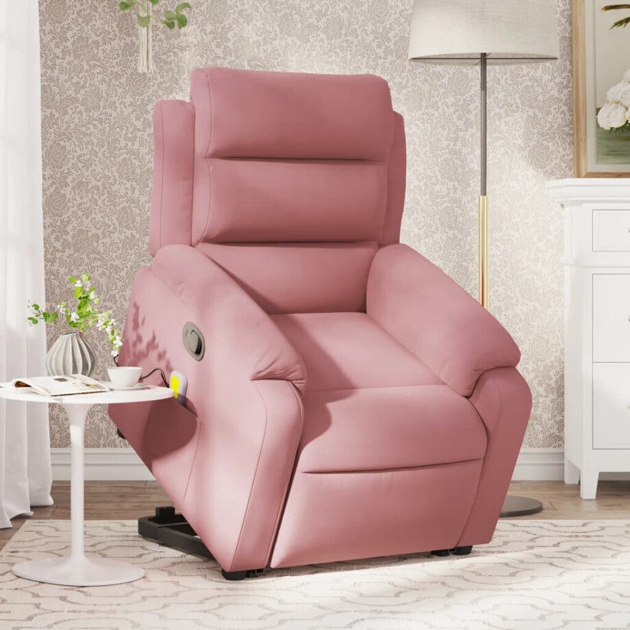 vidaXL Sta-op-massagestoel verstelbaar fluweel roze afbeelding 1