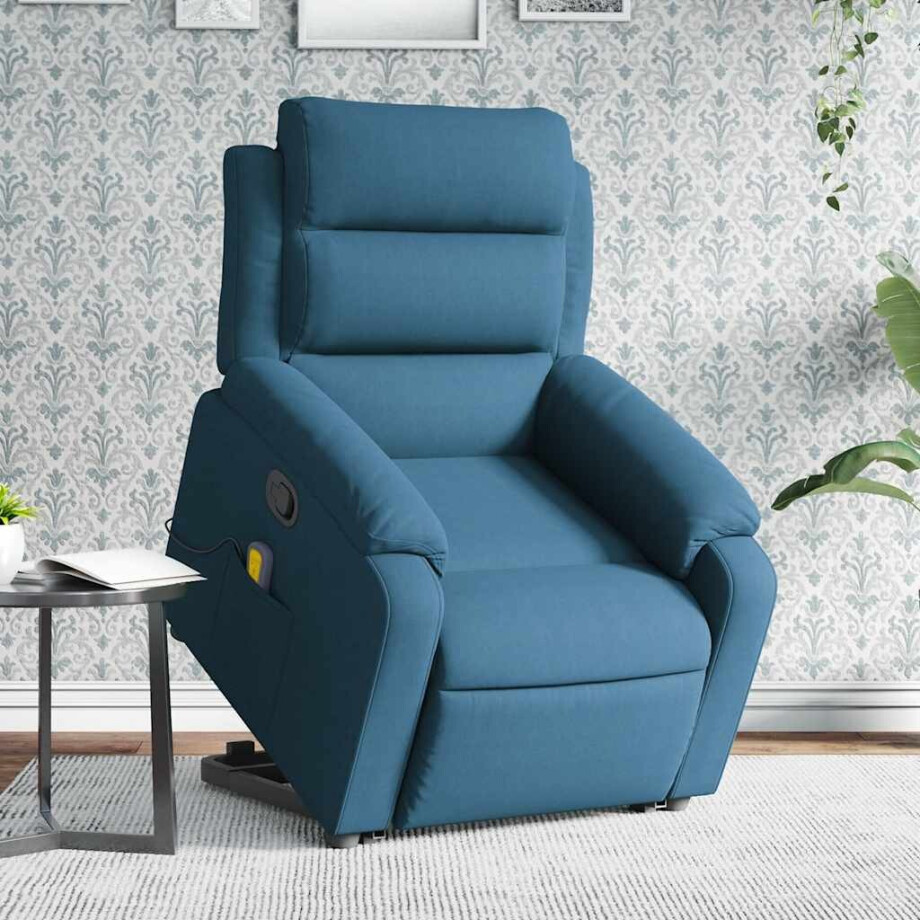vidaXL Sta-op-massagestoel verstelbaar fluweel blauw afbeelding 1