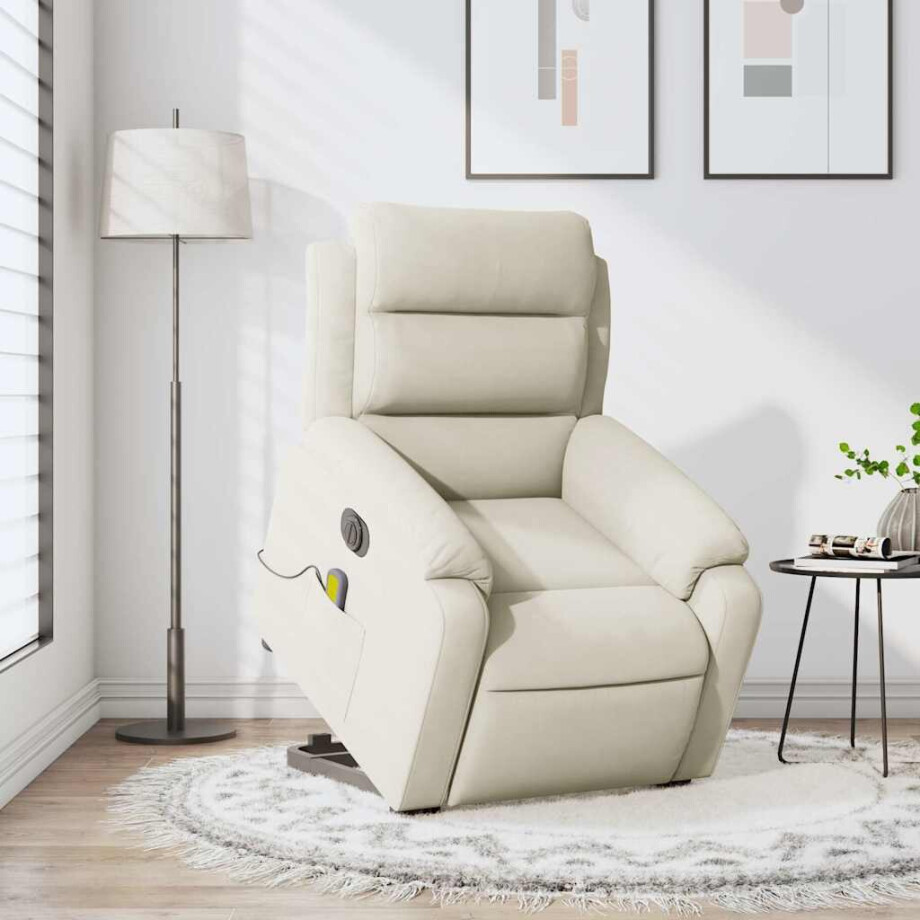 vidaXL Sta-op-massagestoel elektrisch verstelbaar fluweel crèmekleurig vidaXL Sta-op-massagestoel elektrisch verstelbaar fluweel crèmekleurig afbeelding 1