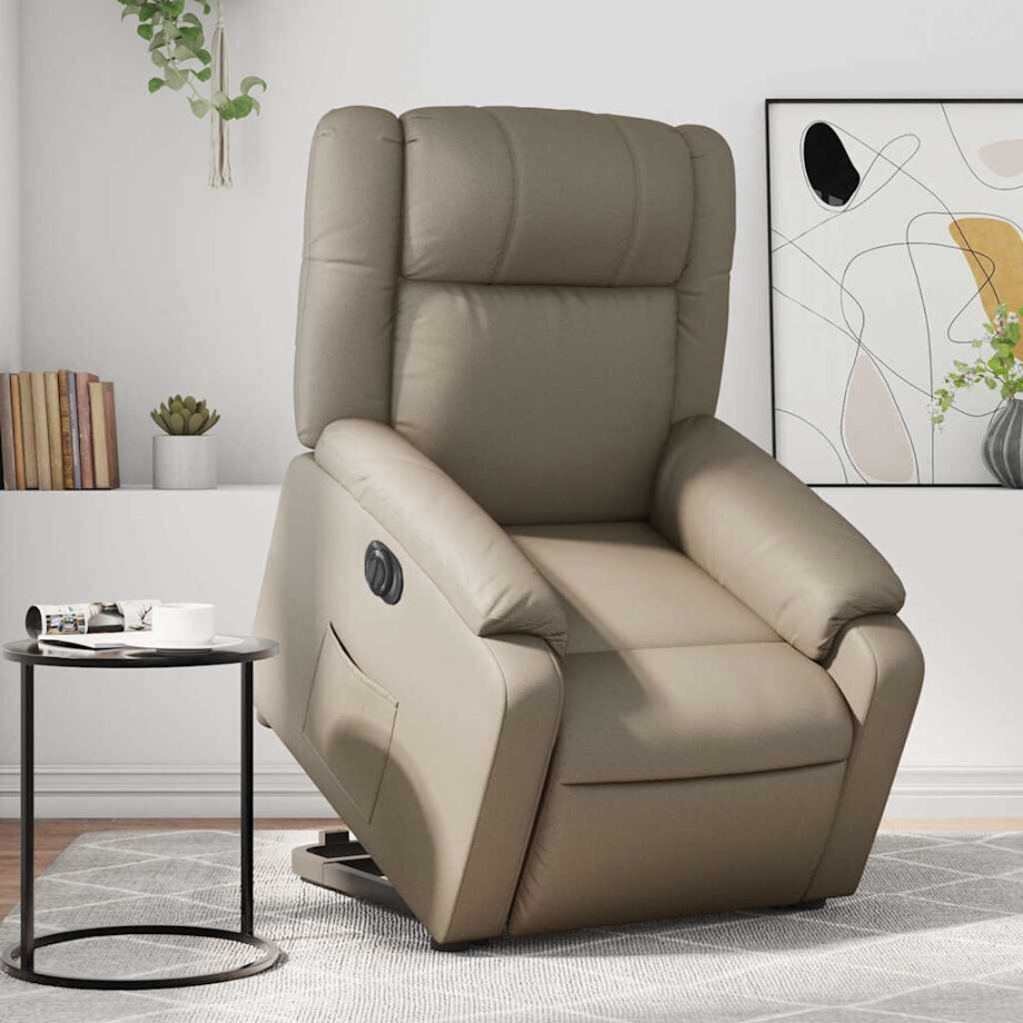 vidaXL Sta-op-stoel elektrisch kunstleer cappuccinokleurig vidaXL Sta-op-stoel elektrisch kunstleer cappuccinokleurig afbeelding 1