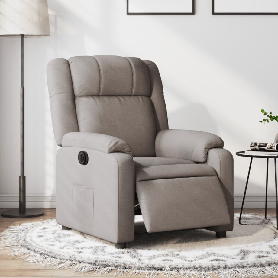 vidaXL Fauteuil verstelbaar elektrisch stof taupe afbeelding 1