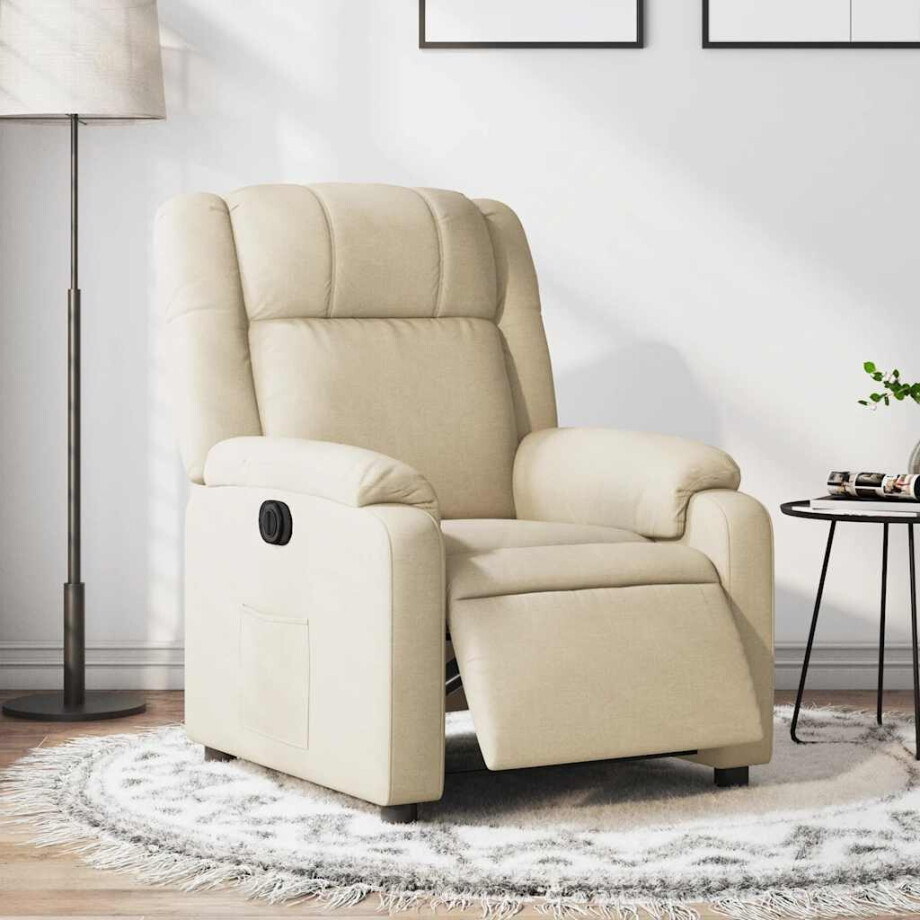 vidaXL Fauteuil verstelbaar elektrisch stof crèmekleurig vidaXL Fauteuil verstelbaar elektrisch stof crèmekleurig afbeelding 1