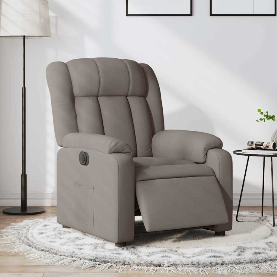 vidaXL Fauteuil verstelbaar elektrisch stof taupe afbeelding 1