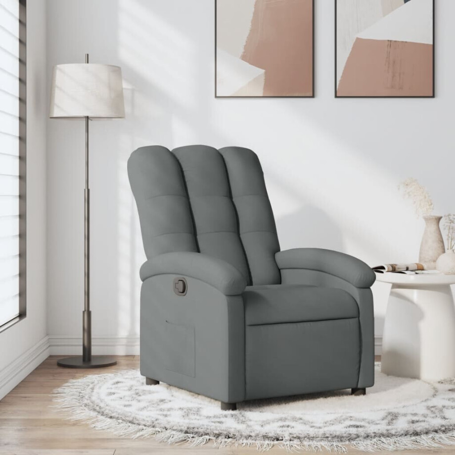 vidaXL Relaxfauteuil Donkergrijze Stof afbeelding 1