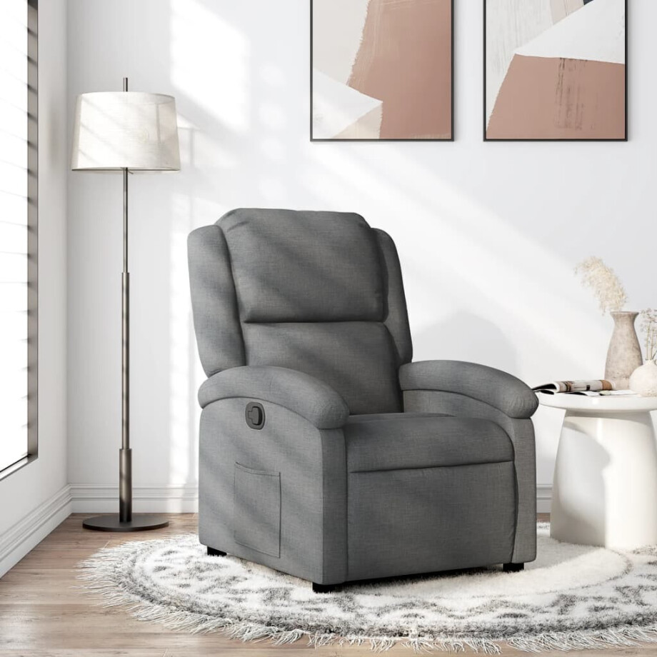 vidaXL Relaxfauteuil donkergrijze stof afbeelding 1