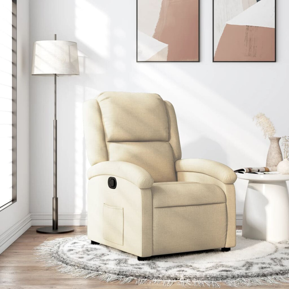 vidaXL Relaxfauteuil crème stof vidaXL Relaxfauteuil crème stof afbeelding 1