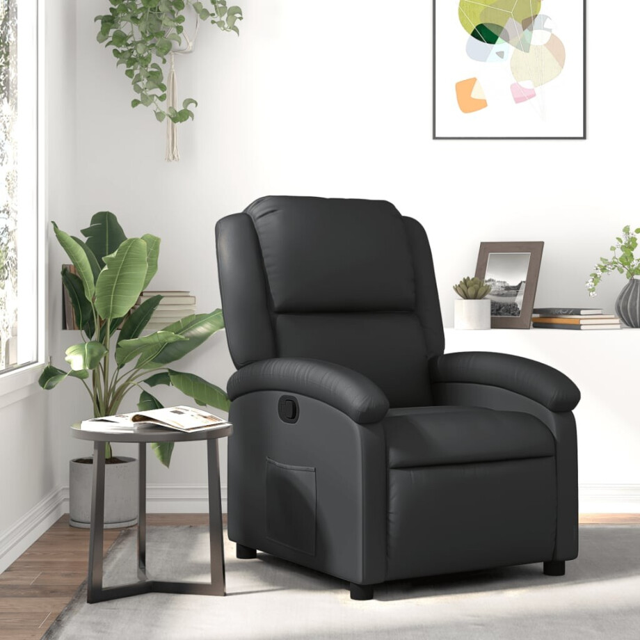 vidaXL Relaxfauteuil Zwart Echt Leer afbeelding 1