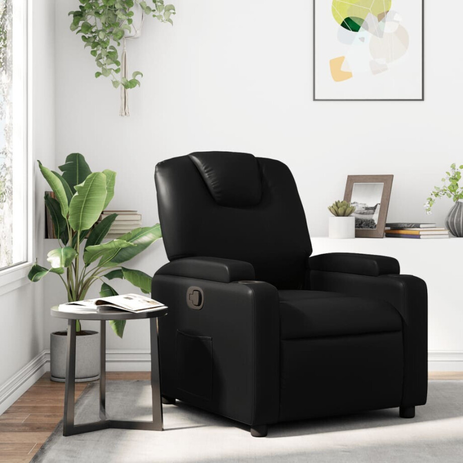 vidaXL Relaxfauteuil zwart kunstleer vidaXL Relaxfauteuil zwart kunstleer afbeelding 1