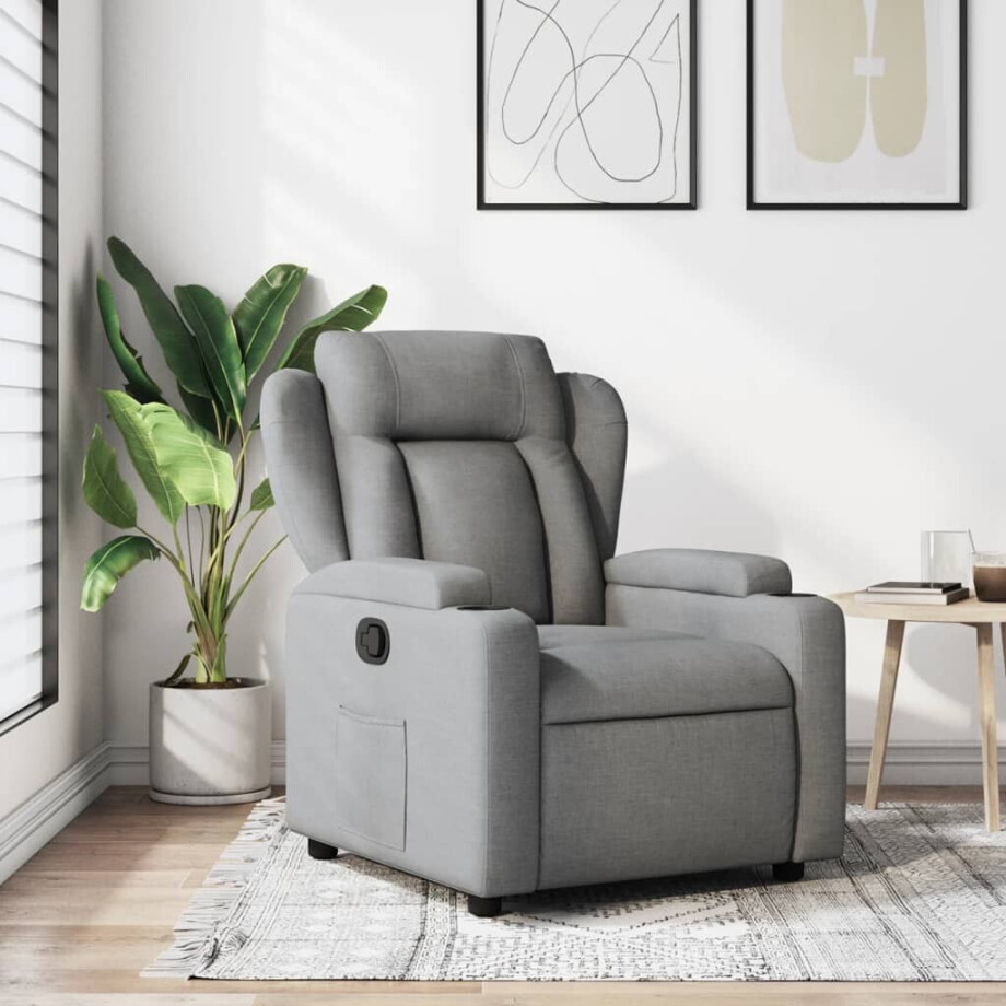 vidaXL Relaxfauteuil lichtgrijze stof afbeelding 1